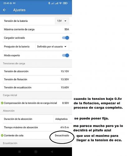 Porque no llega el mppt victron a la tension de ecualizacion si asi lo configuro? no se.-1650577453721.jpg