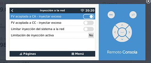 Inyeccin a la red en Victron-consola.jpg